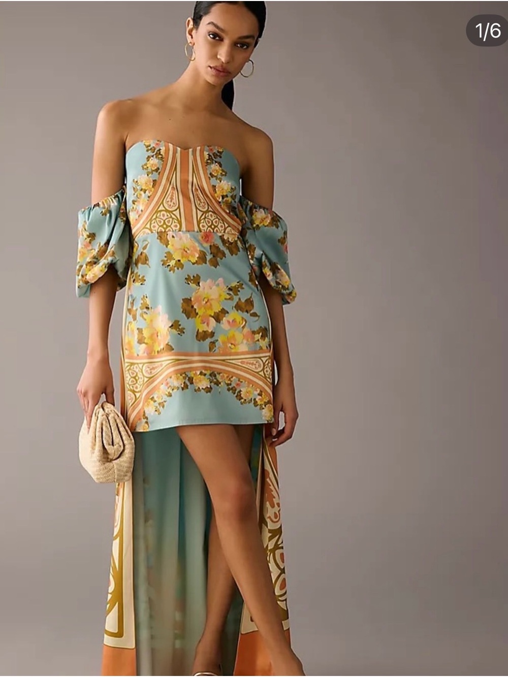 Anthropologie Vineet Bahl Off-the-Shoulder Printed Cape Dress